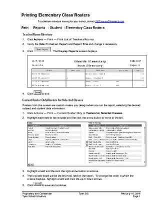 Printing Elementary Class Rosters Template