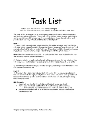 Priority Task List Template