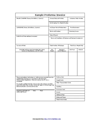 Pro Forma Invoice Template 2