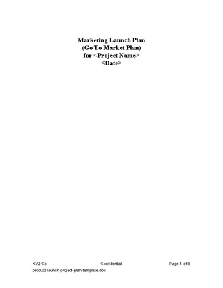 Product Launch Project Plan Template