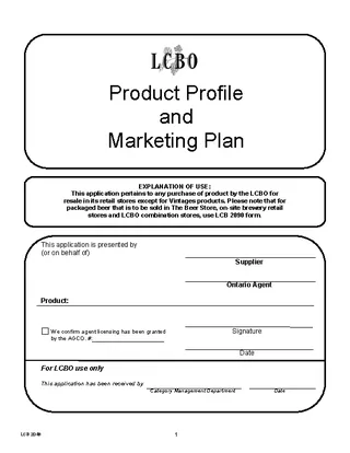 Product Profile Marketing Plan