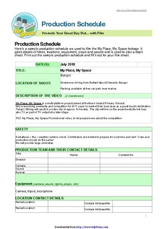 Production Schedule Template 2