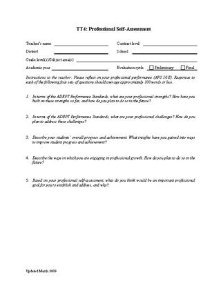 Forms Professional Self Assessment Template