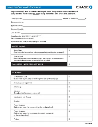 Forms Profit And Loss Statement Template