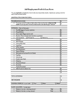 Profit And Loss Template For Self Employed