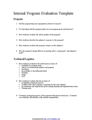 Forms Program Evaluation Template