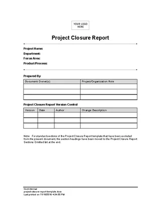 Project Closure Report Template