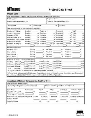 Project Data Sheet Template