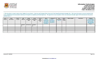 Project Issues Log