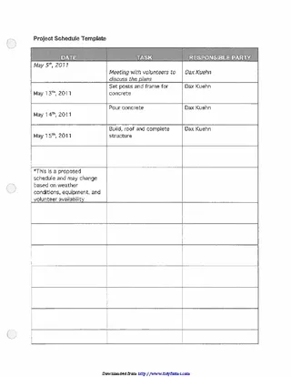 Forms Project Schedule Templates