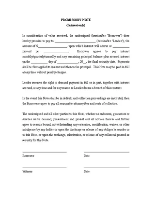 Forms Promissory Note Template Word