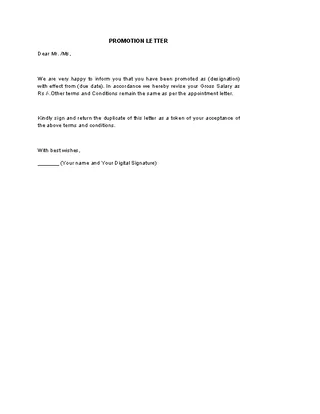 Forms Promotion Letter Template