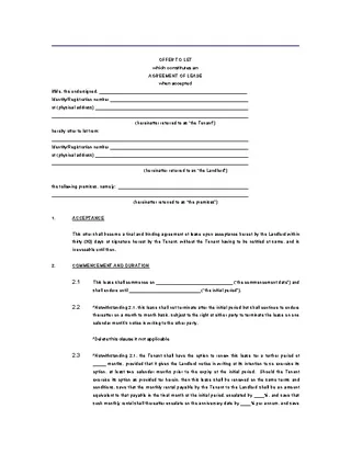 Property Lease Agreement Template Free Word