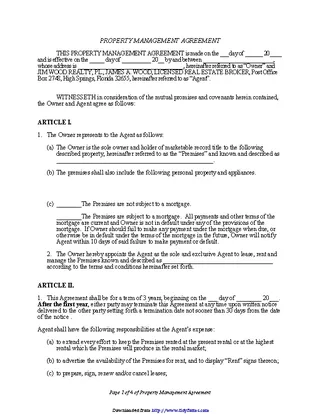Forms Property Management Agreement 1
