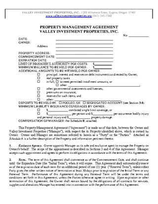 Forms Property Management Contract