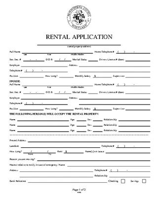 Property Rental Application Form Template
