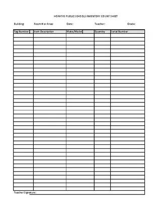Public School Inventory Count Sheet