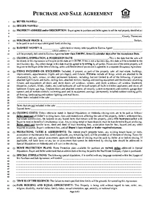 Forms Purchase And Sale Agreement Template