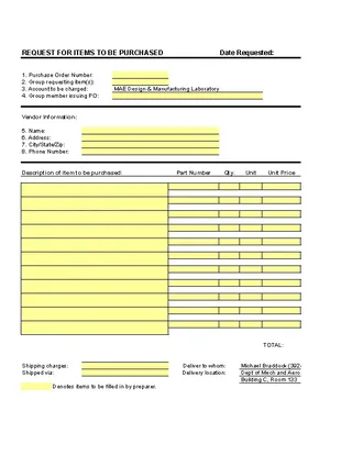 Forms Purchase Order Form Template Excel