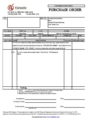 Forms Purchase Order Template 1