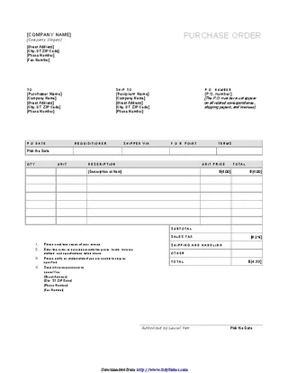 Forms Purchase Order Template