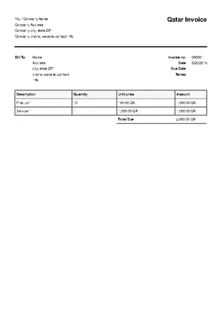 Forms Qatar Invoice Template