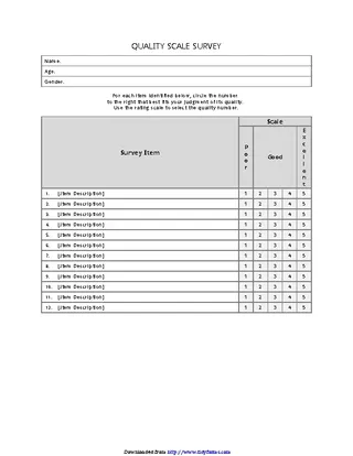 Quality Scale Survey Template