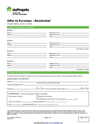 Quebec Offer To Purchase Residential Form