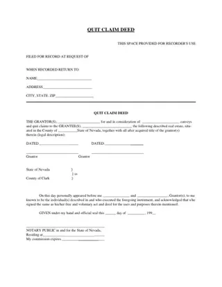 Forms Quitclaim Deed Nevada PDF