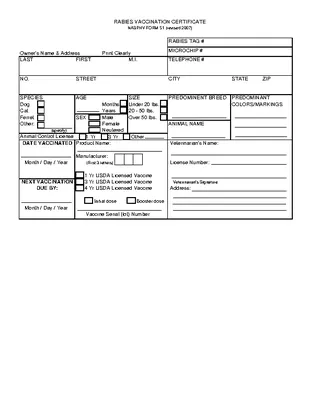 Rabies Vaccination Certificate Template