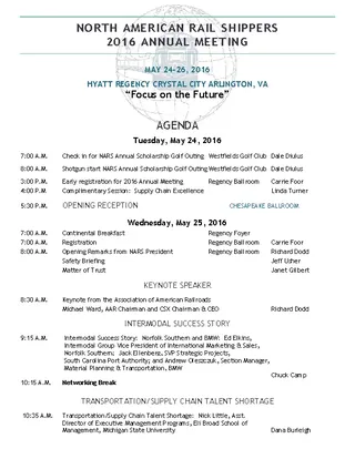 Forms Rail Shippers Annual Meeting Agenda Template