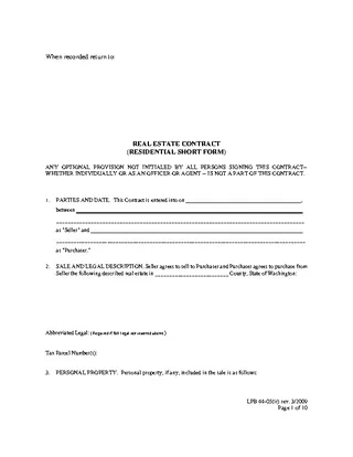 Forms Real Estate Contract