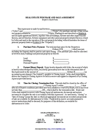Forms Real Estate Purchase And Sale Agreement