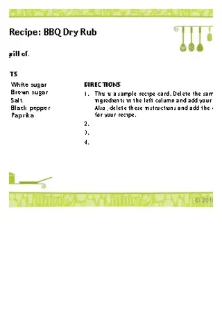 Recipe Card Template For Word