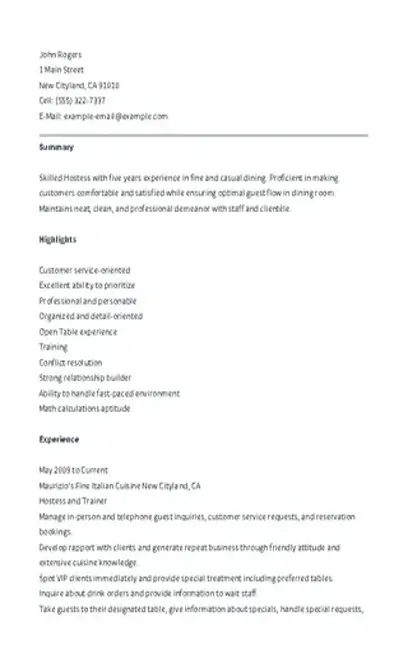 Recipe Hostess Resume Template - Recipe Hostess Resume Template.webp