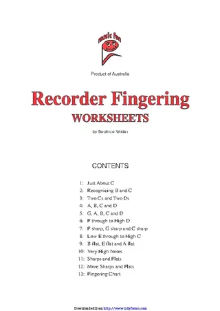 Forms Recorder Fingering Worksheets