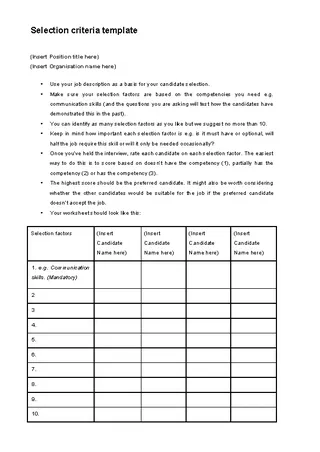 Recruitment And Staff Selection Template