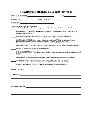 Referee Evaluation Form