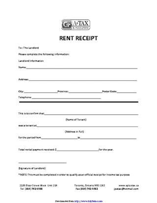 Forms Rent Receipt Template 2