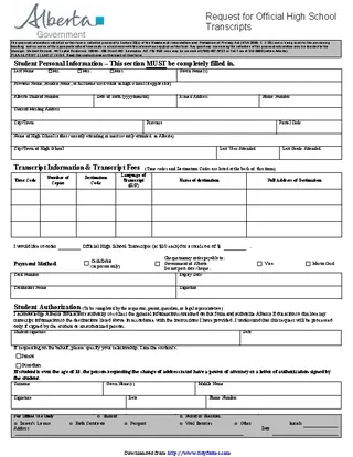 Forms Request For Official High School Transcripts