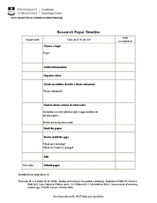 Forms Research Paper Timeline Template