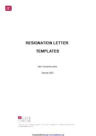 Forms Resignation Letter Template 2