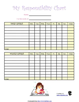 Forms Responsibility Chart For Girl