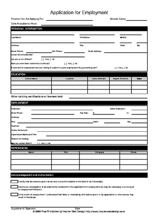 Forms Restaurant Job Application Of Employement Pdf Download