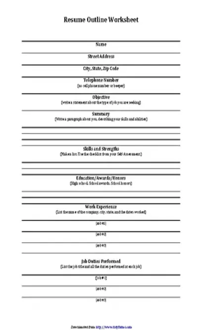 Resume Outline Worksheet PDFSimpli - Resume Outline Worksheet.webp
