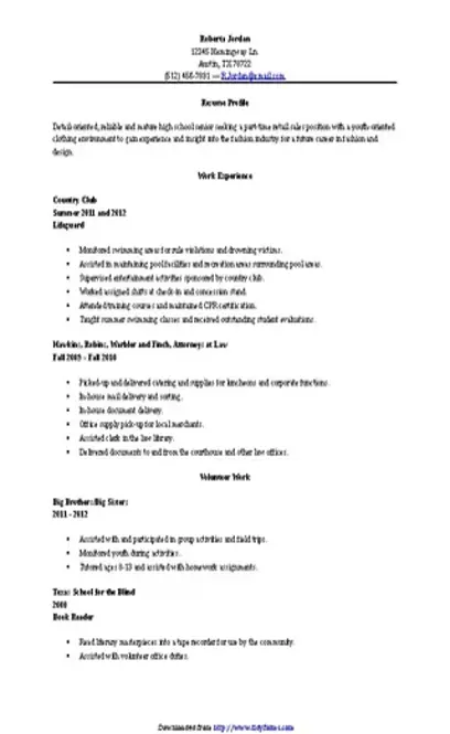 Resume Sample High School Graduate - PDFSimpli