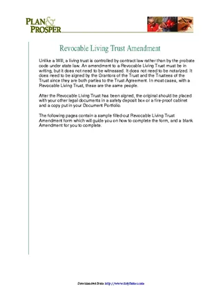 Revocable Living Trust Amendment Form