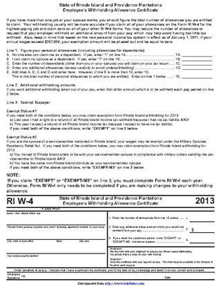 Rhode Island Form Riw 4 2013