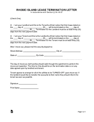 Forms Rhode Island Lease Termination Form
