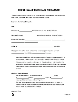 Forms Rhode Island Roommate Agreement